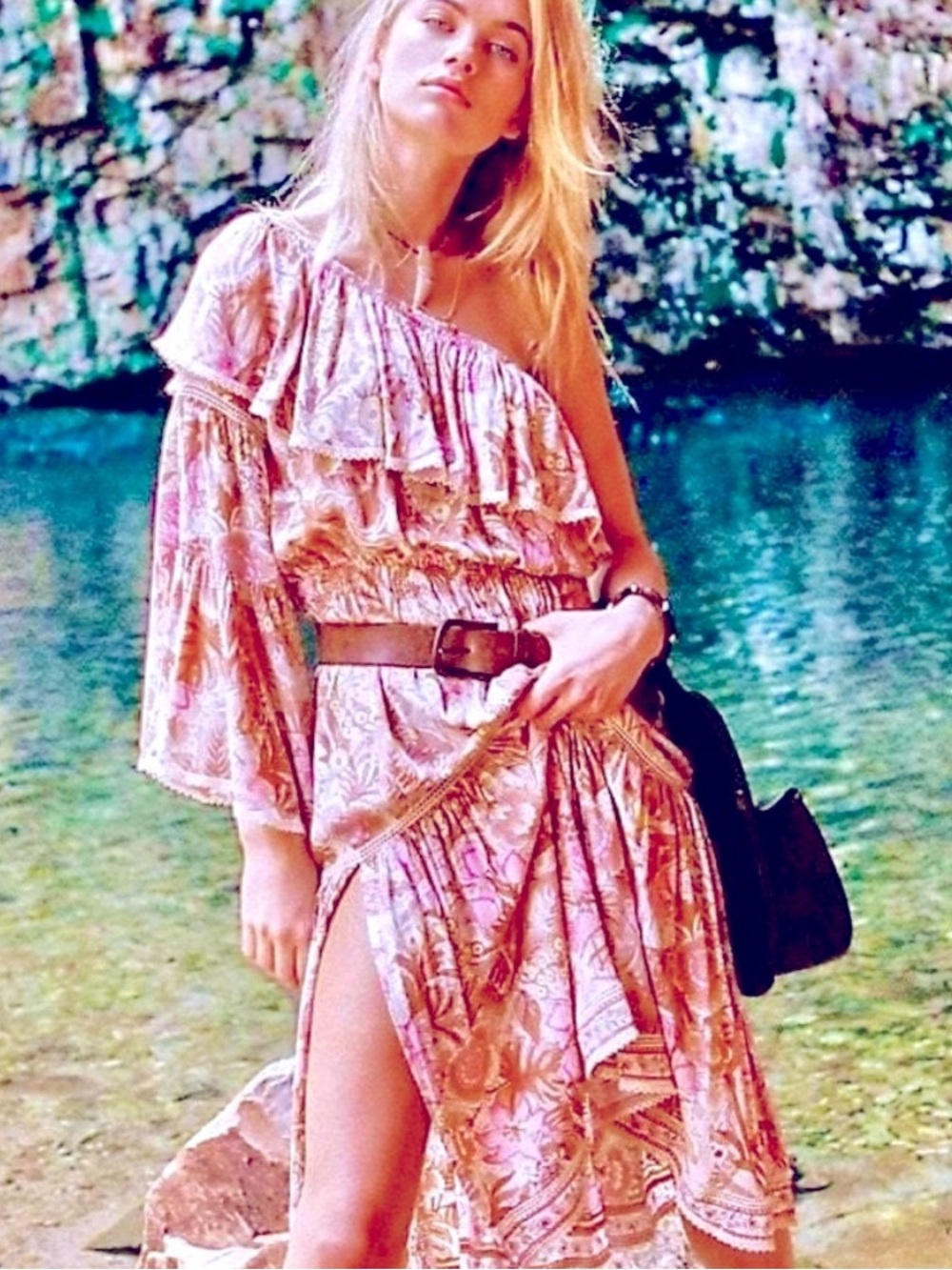 πΊπHPππΊ NWT Spell & The Gypsy Jungle One Shoulder Dress - Picture 2 of 16